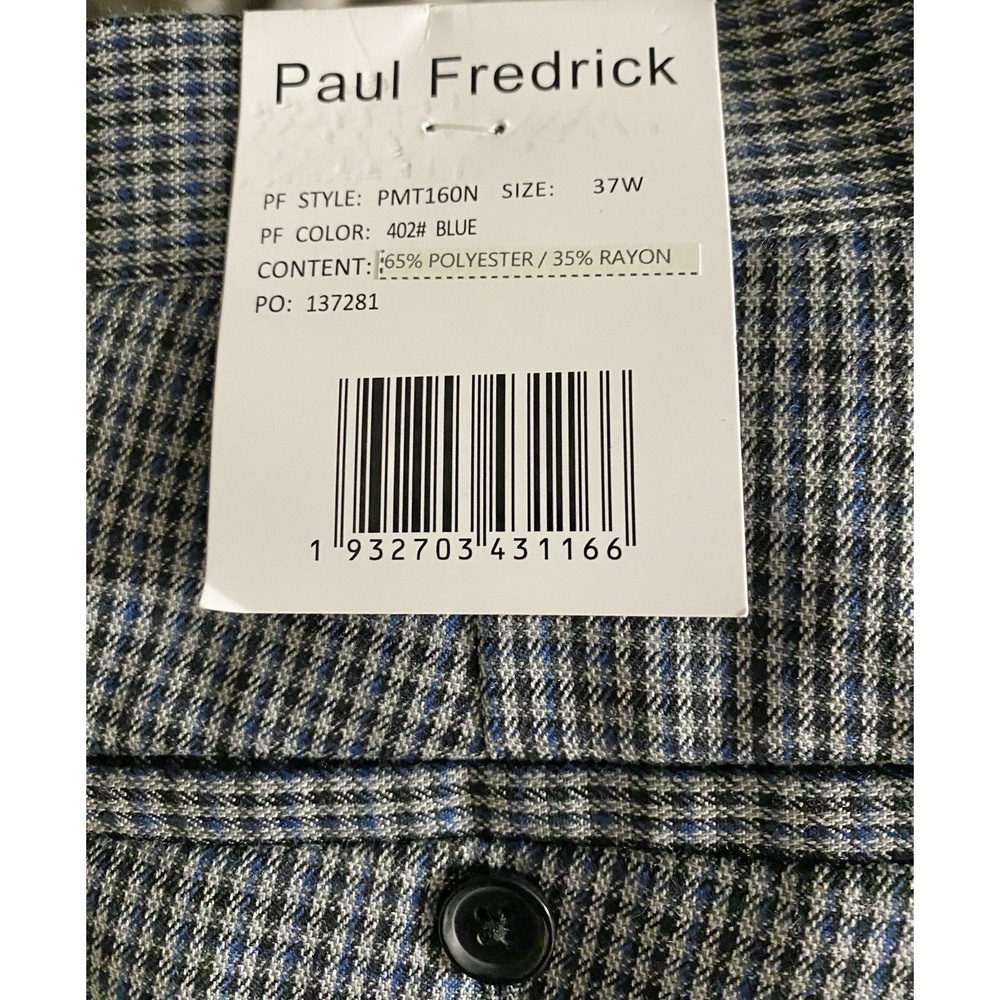 Paul Fredrick Y2K Men's NWT Blue Black Houndstooth Performance Dress Pants - 37 - Picture 5 of 6